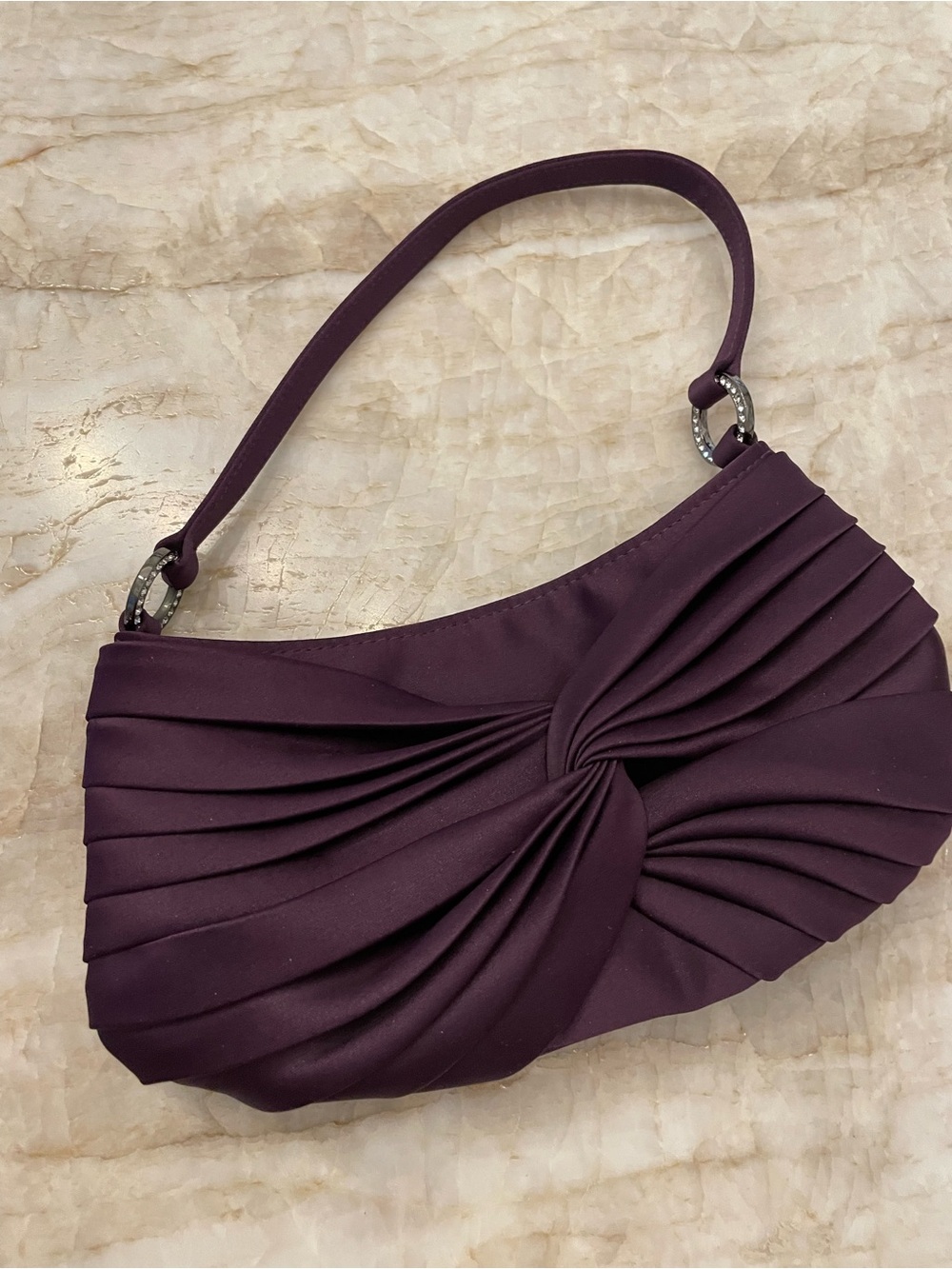 Vanessa - Elegant Pleated Evening Shoulder Bag in Deep Plum